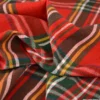 Tissu toile demi natté Ecossais rouge et vert