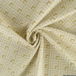 Tissu toile Lurex doré motif Art déco fond écru - OEKO TEX