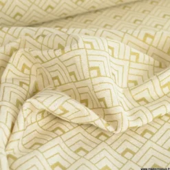 Tissu toile Lurex doré motif Art déco fond écru - OEKO TEX