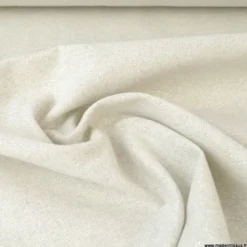 Tissu toile Polycoton Cubex Ecru lurex Argent