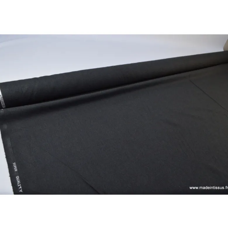 Tissu Toile polyester viscose pantalon anthracite chiné
