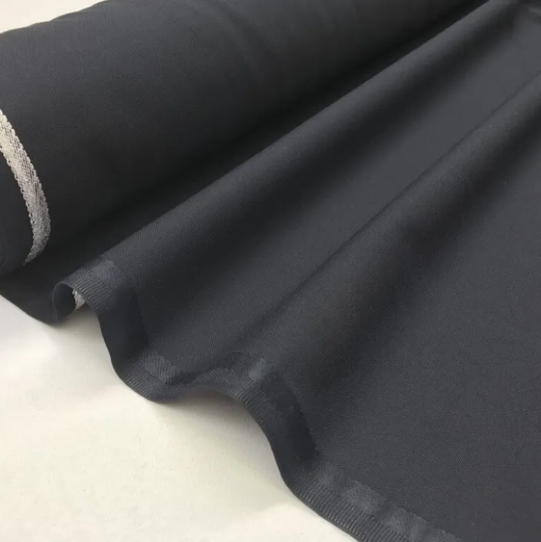 Tissu Toile polyester viscose pantalon marine