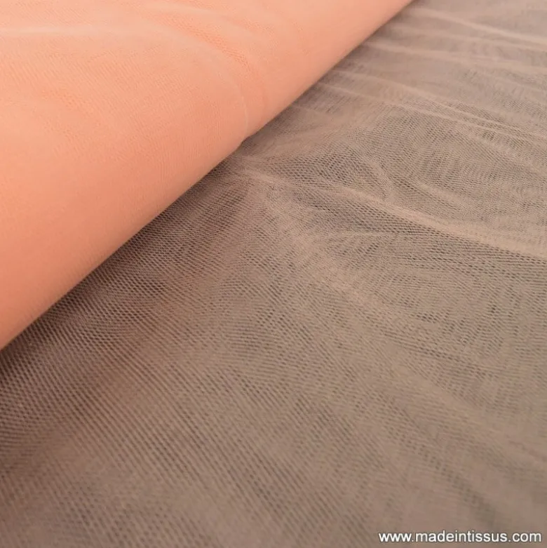 Tissu Tulle souple robe de mariée saumon en 3.00m de large .