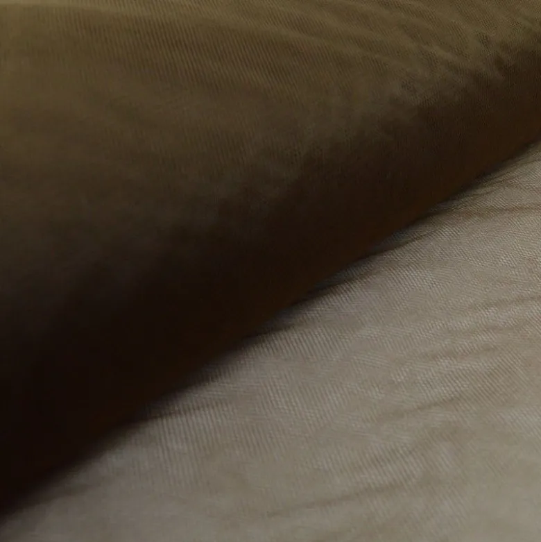 Tissu Tulle souple robe de mariée chocolat en 3.00m de large .