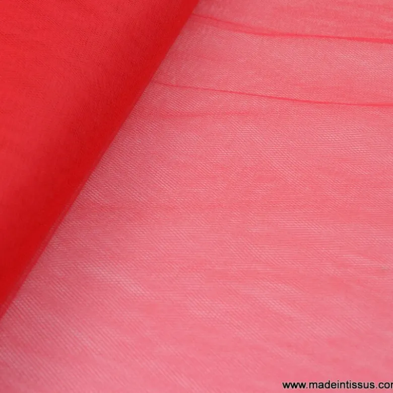 Tissu Tulle souple robe de mariée rouge en 3.00m de large .