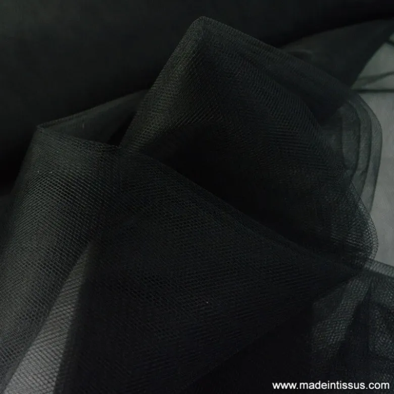 Tissu Tulle souple robe de mariée noir en 3.00m de large .
