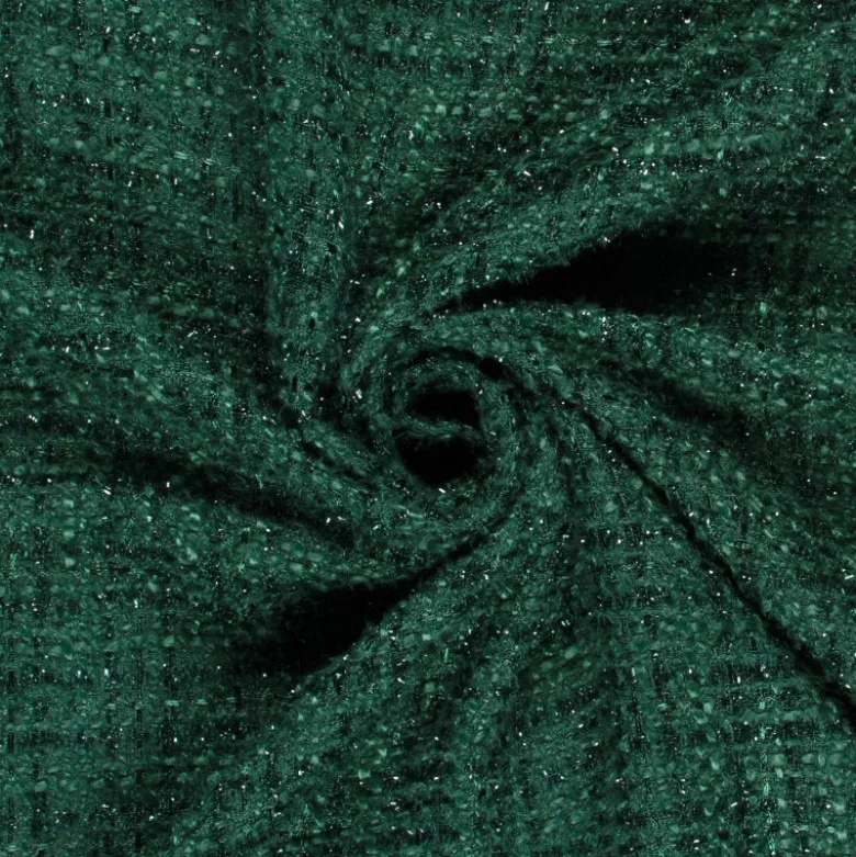 Tissu tweed effet lurex vert sapin - Imani