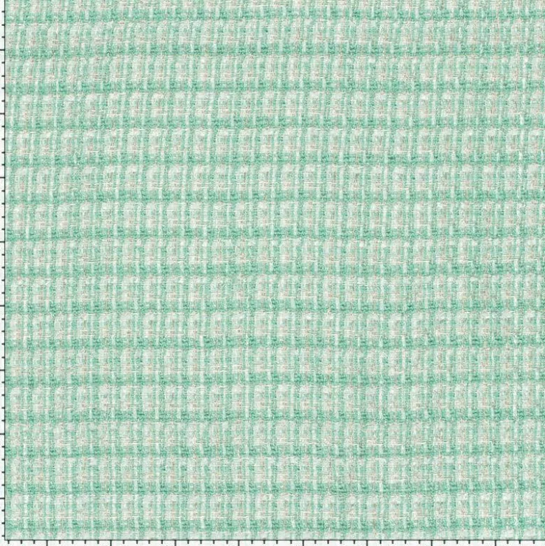 Tissu Tweed Lurex esprit Chanel Vert menthe