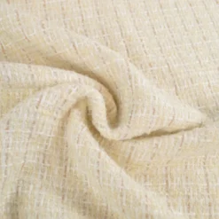 Tissu Tweed Lurex laine esprit Chanel - blanc cassé
