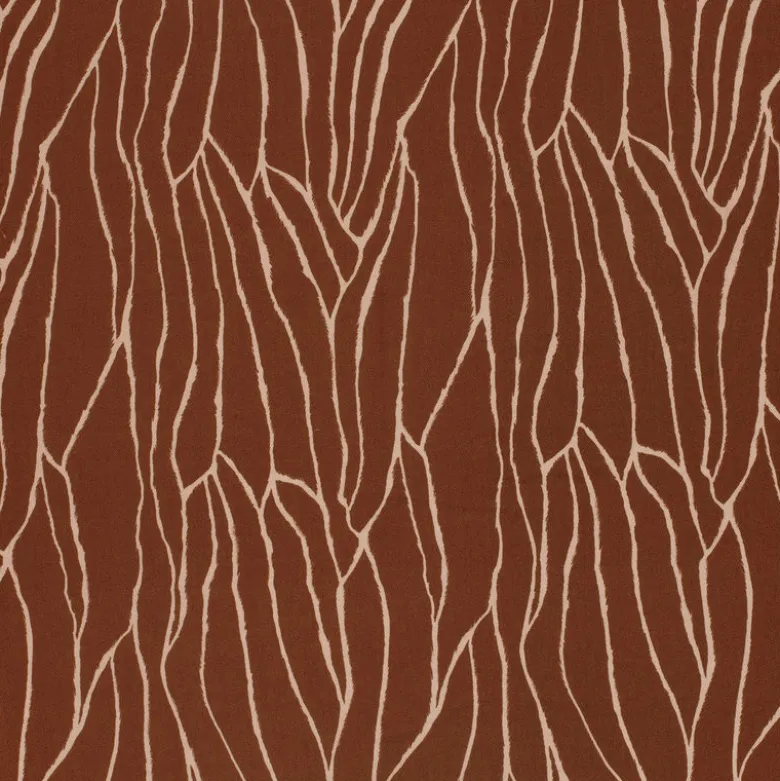 Tissu Twill de Viscose – Motif Graphique "Ondes Terracotta"