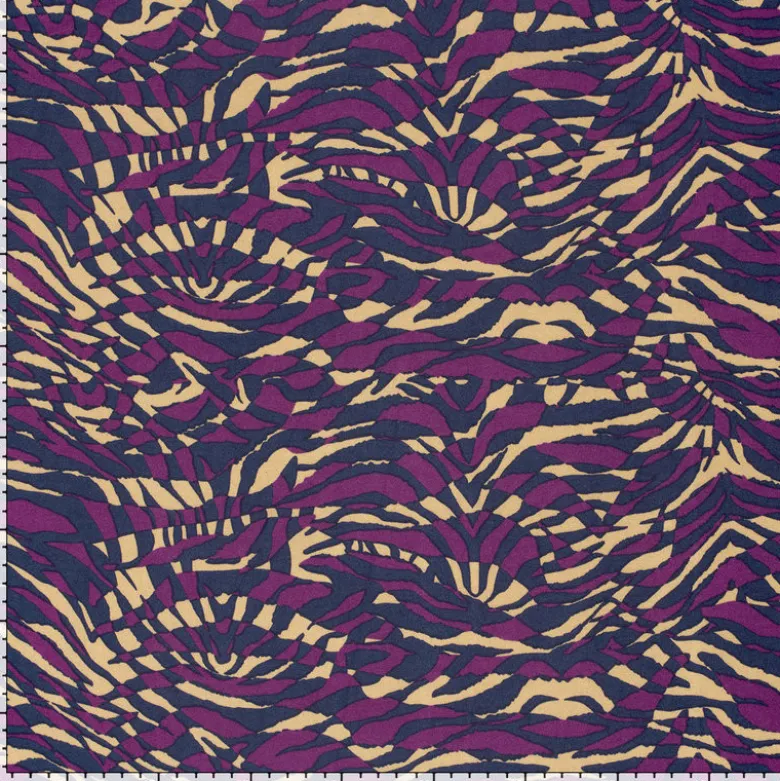 Tissu twill modal (viscose) motif animalier Aubergine