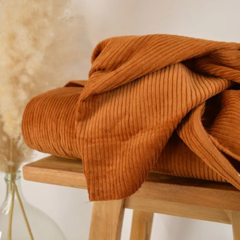 Tissu Velours cotelé grosses côtes Ecureuil - OEKO TEX