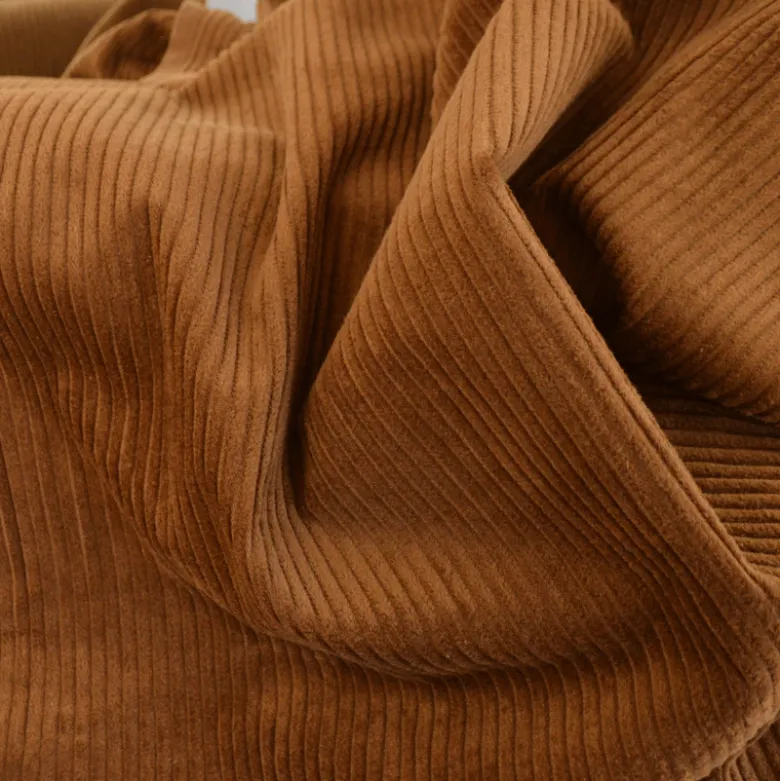 Tissu Velours cotelé grosses côtes Caramel - OEKO TEX