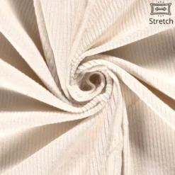 Tissu Velours cotelé grosses côtes Stretch Ivoire - OEKO TEX