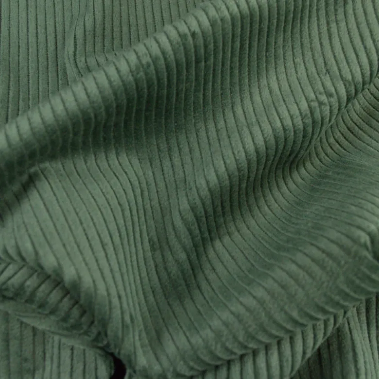 Tissu Velours cotelé grosses côtes vert kaki - OEKO TEX
