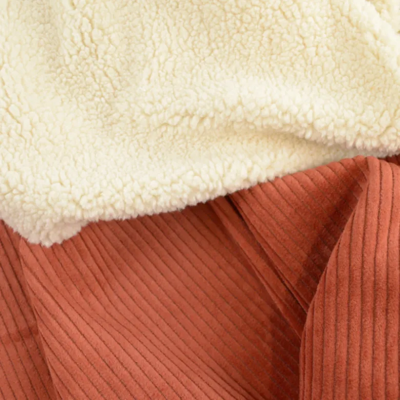 Tissu Velours cotelé grosses côtes Brique - OEKO TEX