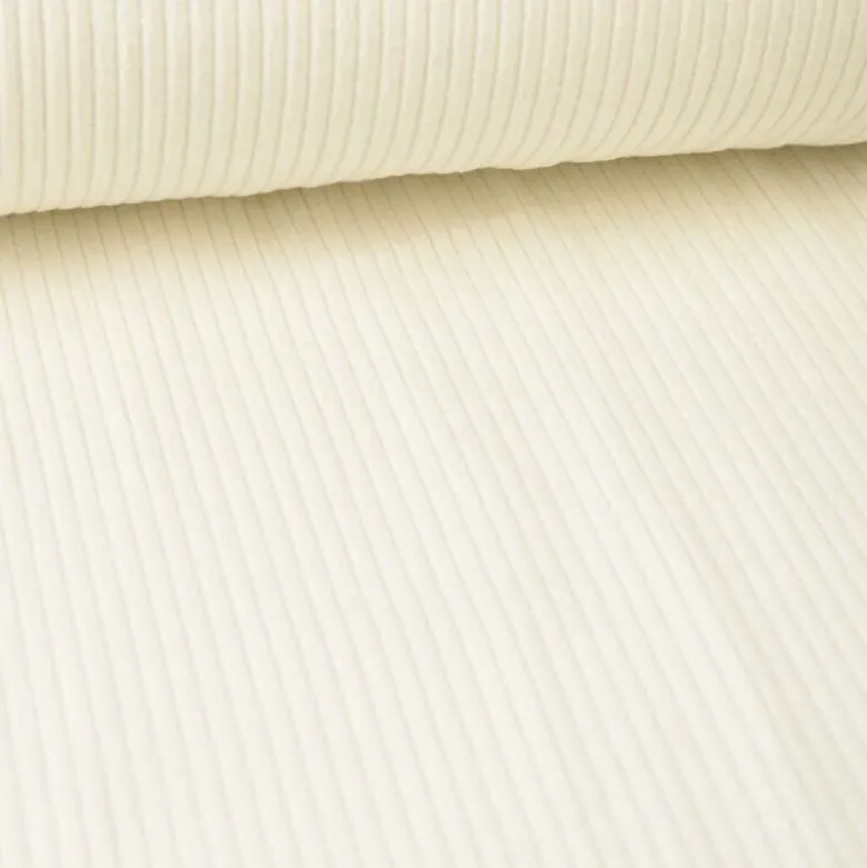 Tissu Velours cotelé grosses côtes Ivoire - OEKO TEX