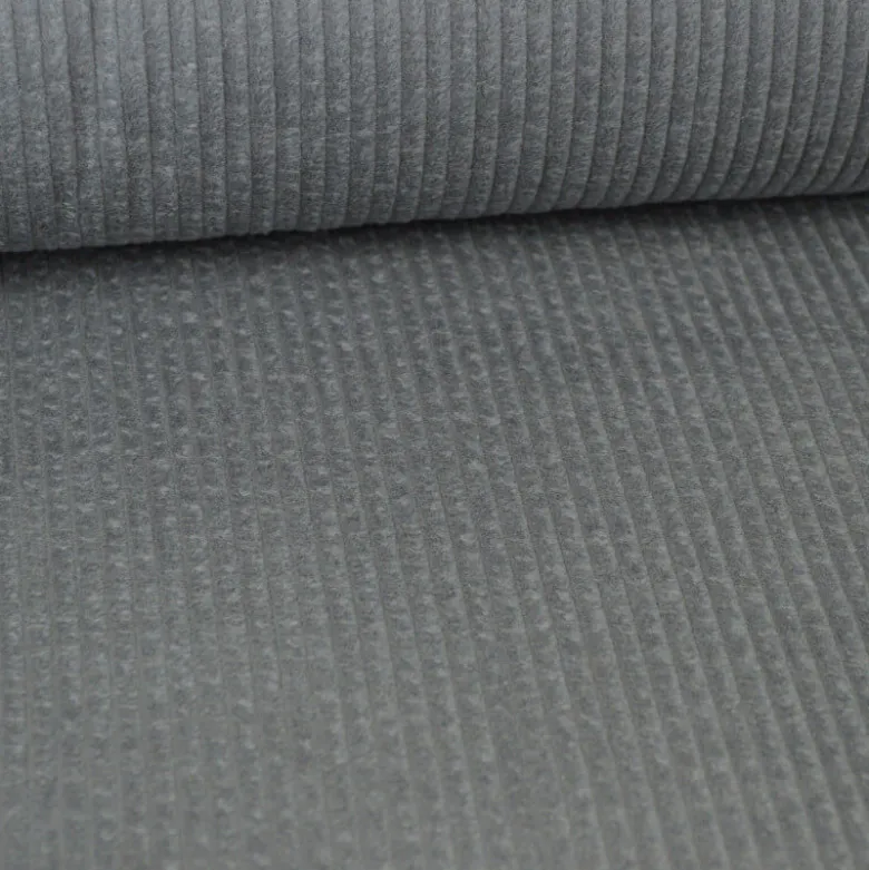 Tissu Velours cotelé grosses côtes Gris - OEKO TEX