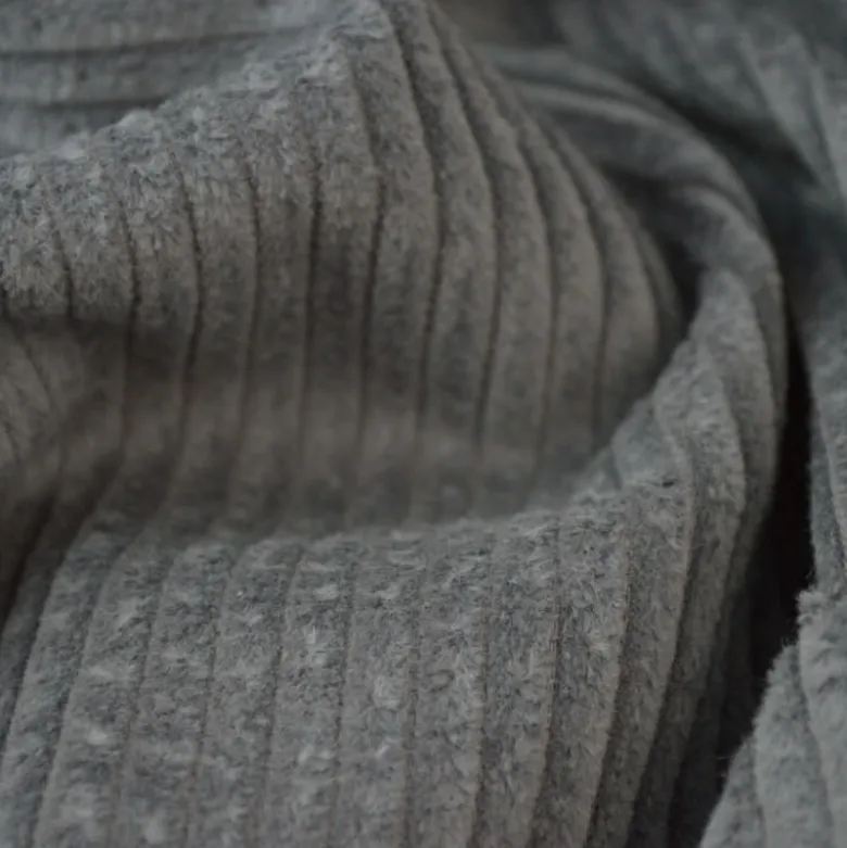 Tissu Velours cotelé grosses côtes Gris - OEKO TEX