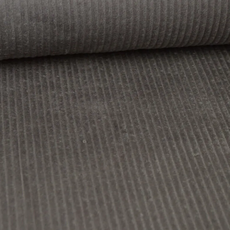 Tissu Velours cotelé grosses côtes Taupe - OEKO TEX