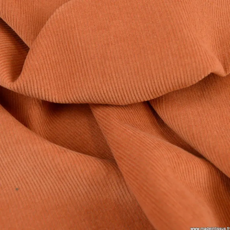 Tissu Velours cotelé milleraies écureuil -label Oeko tex