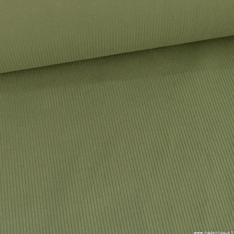 Tissu Velours cotelé 500 raies coloris vert fougère - OEKO TEX