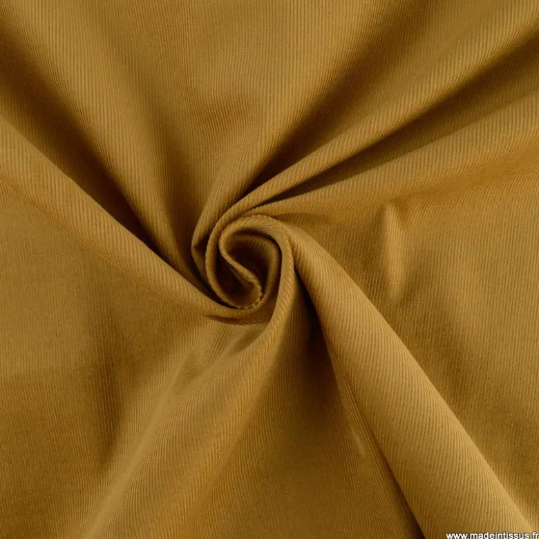 Tissu velours côtelé milleraies coton Havane -oeko tex