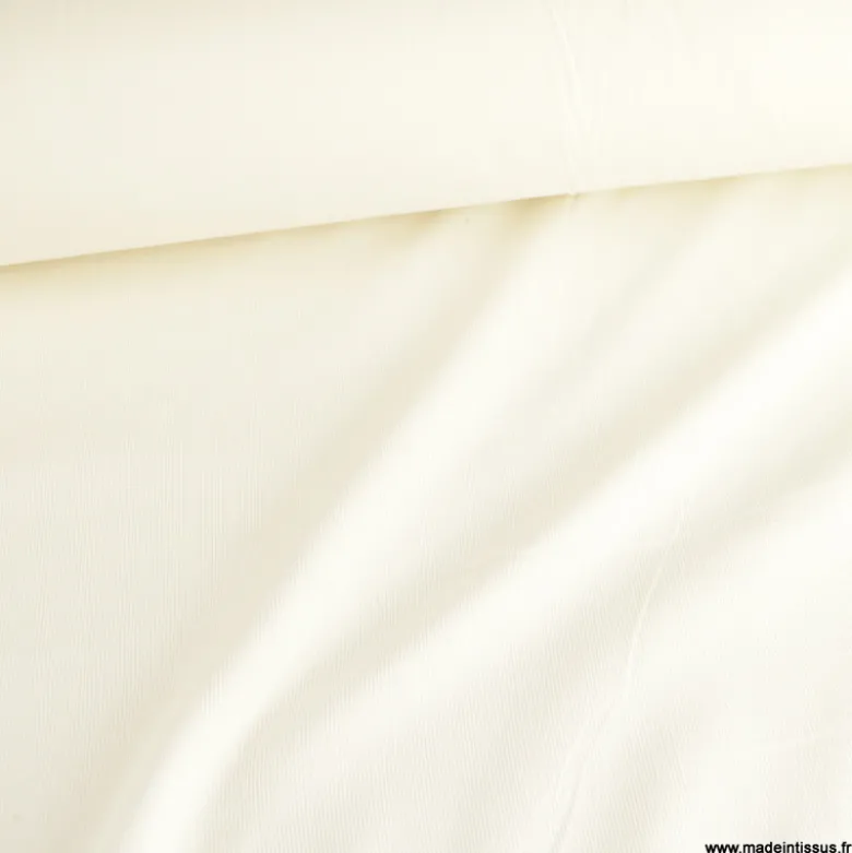 Tissu velours côtelé milleraies coton Ecru -oeko tex