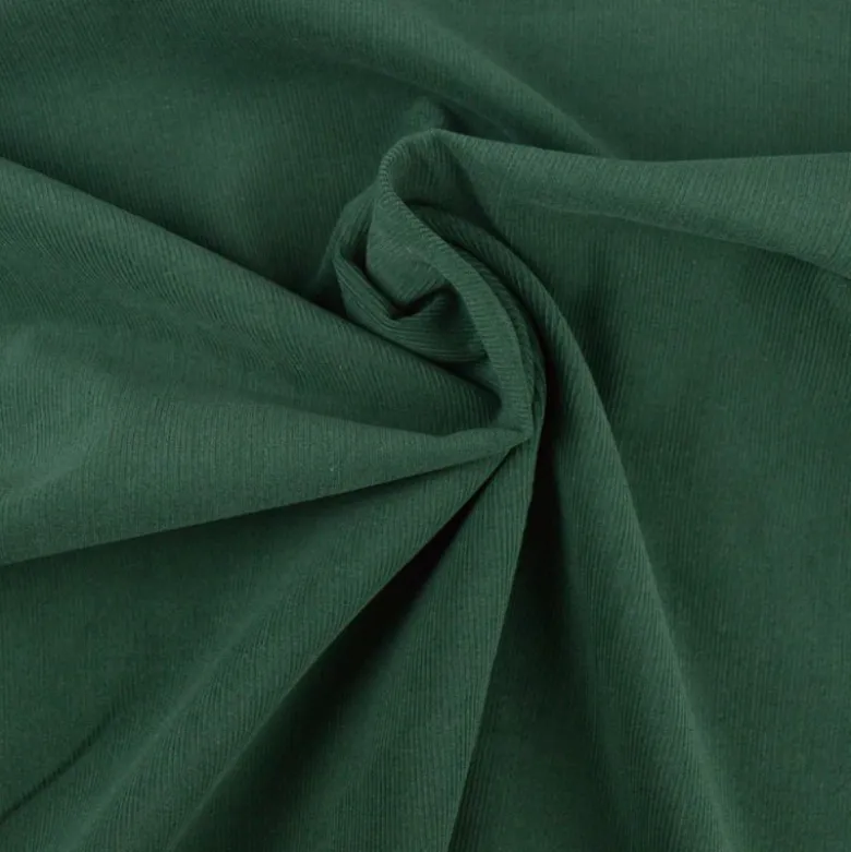Tissu velours côtelé milleraies coton vert bouteille