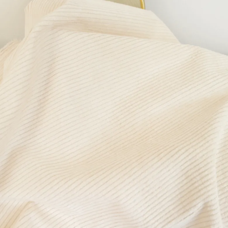 Tissu Velours côtelé Stretch Blanc cassé milk - oeko tex