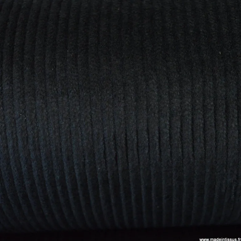 Tissu Velours côtelé Stretch Noir - oeko tex