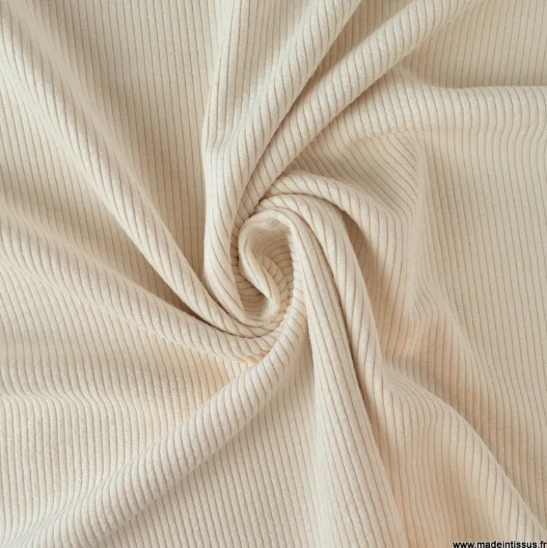 Tissu Velours côtelé washé Coquille d'oeuf - oeko tex