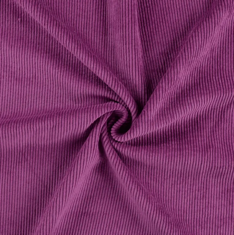 Tissu Velours côtelé washé Cyclamen - oeko tex
