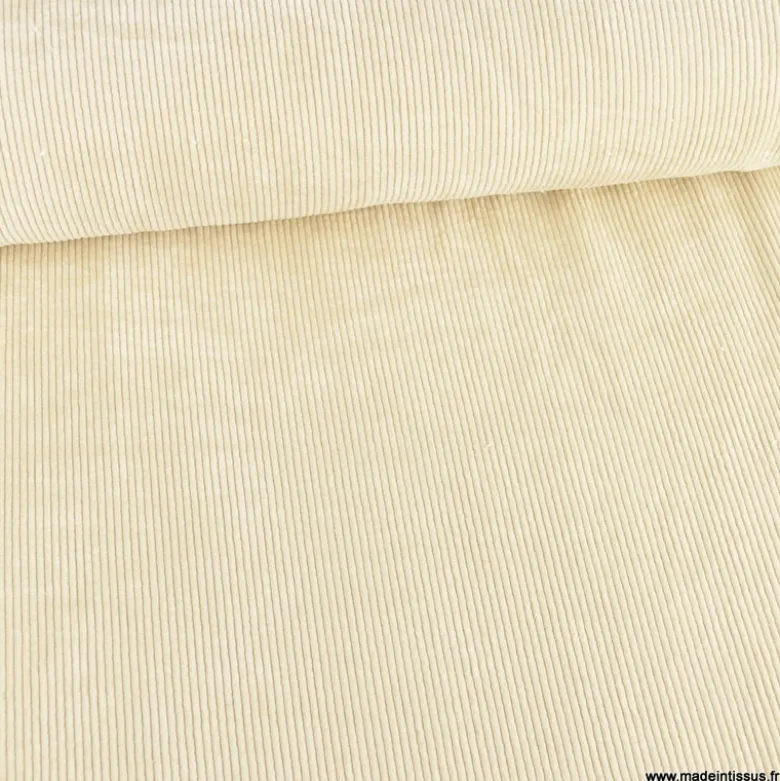 Tissu Velours côtelé washé Ecru - oeko tex