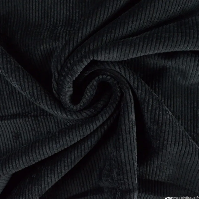 Tissu Velours côtelé washé Noir - oeko tex