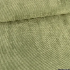 Tissu Velours côtelé washé vert kaki - oeko tex