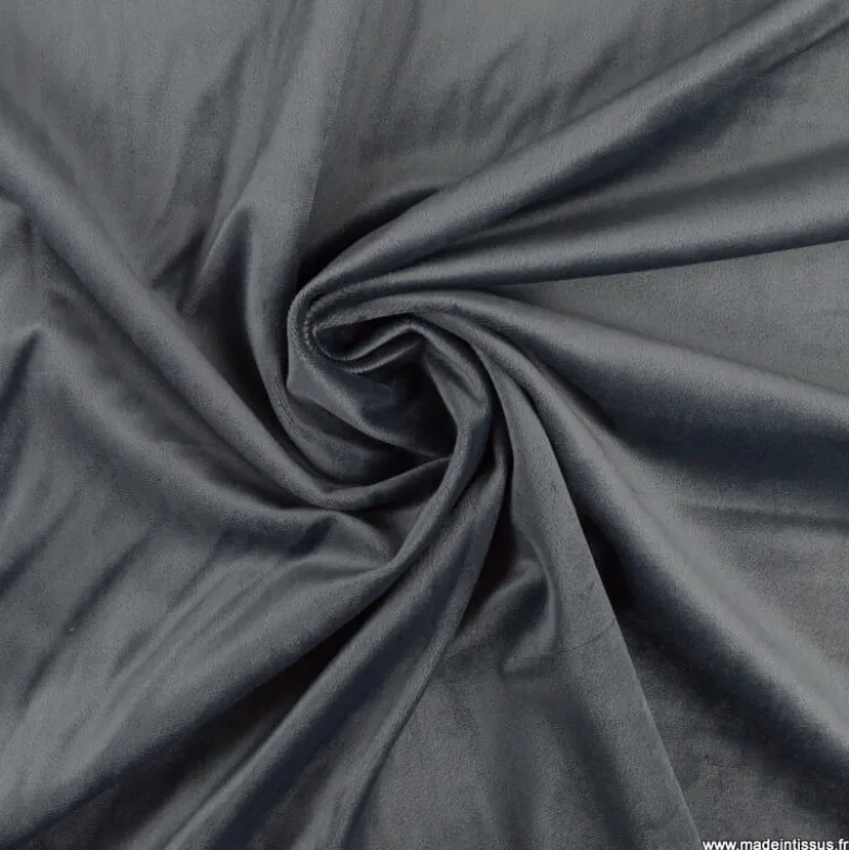 Tissu velours d'ameublement coloris Gris