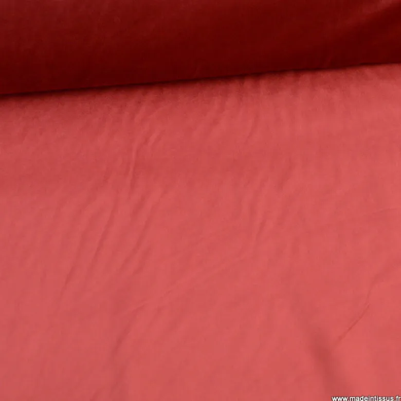 Tissu velours d'ameublement coloris rouge/bordeaux