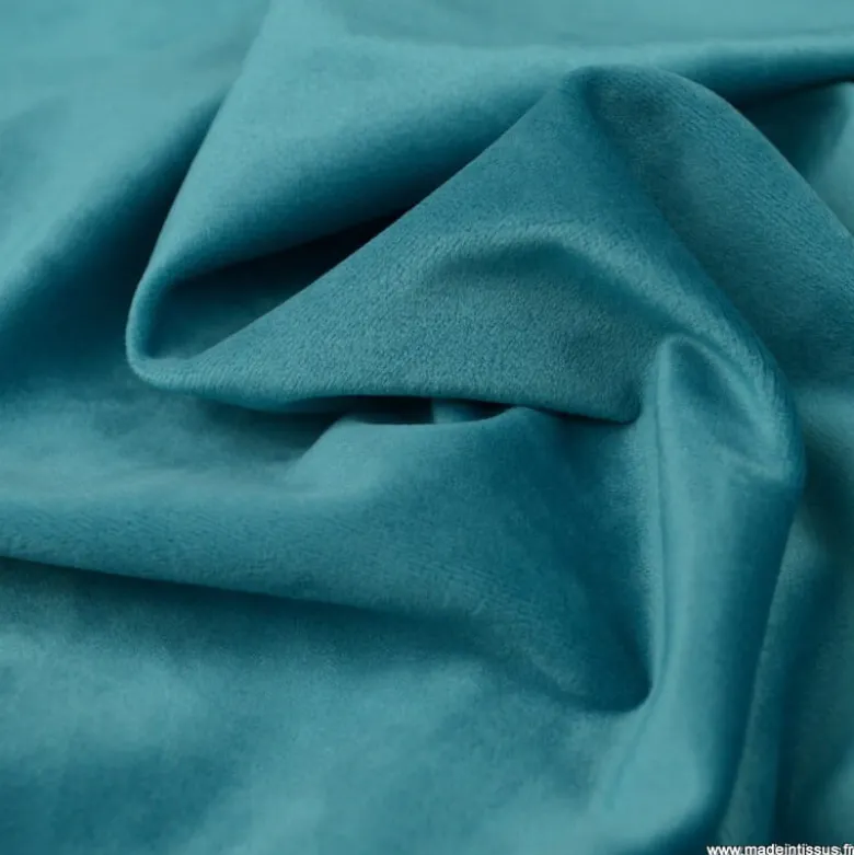Tissu velours d'ameublement coloris Turquoise