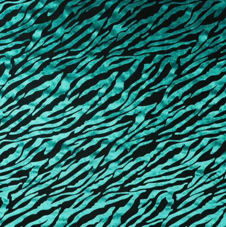 Tissu Velours dévoré zèbre - Pétrole