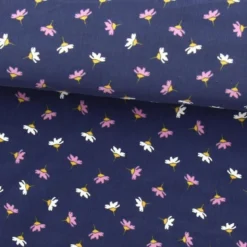 Tissu velours milleraies Erina motif fleurs fond rose - OEKO TEX