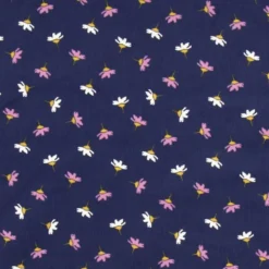Tissu velours milleraies Erina motif fleurs fond rose - OEKO TEX