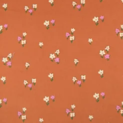 Tissu velours milleraies Joyflo motif fleurs rouille et écru - OEKO TEX