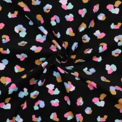 Tissu velours milleraies Poppy motif léopard fond noir - OEKO TEX
