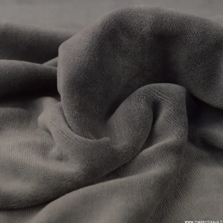 Tissu velours rasé pyjamas nicky Gris anthracite