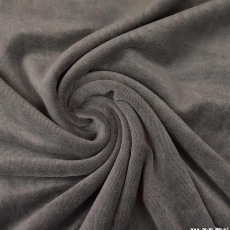 Tissu velours rasé pyjamas nicky Gris anthracite