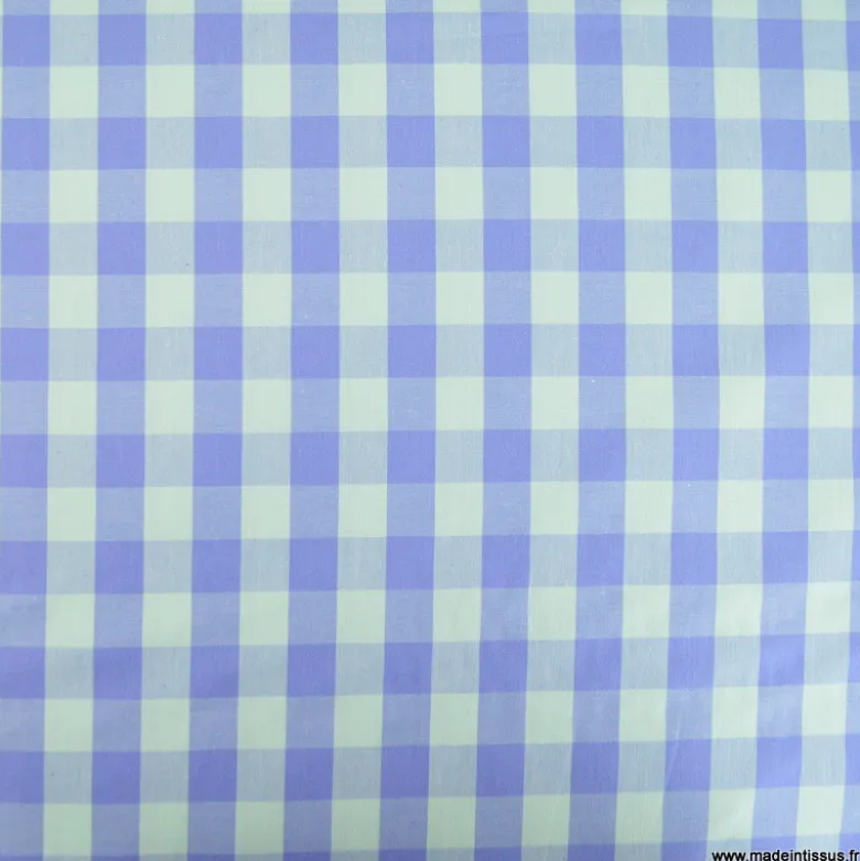 Tissu vichy carreaux sur Popeline Lavande et menthe - OEKO TEX