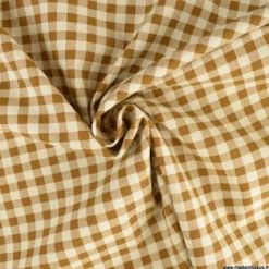 Tissu vichy en coton lavé - Camel - caramel