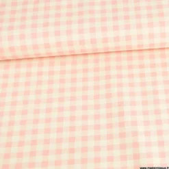 Tissu vichy en coton lavé - Rose