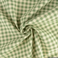 Tissu vichy en coton lavé - vert prairie
